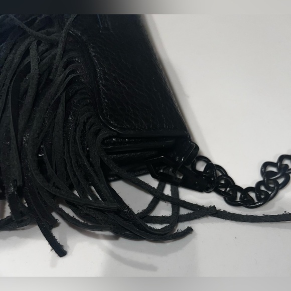 Rebecca Minkoff Black Fringe Leather Crossbody Bag or Clutch - Picture 4 of 9